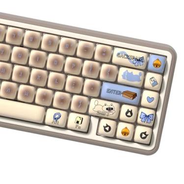 Imagem de dagaladoo Doubleshot Conjunto de teclas PBT, Bun MOG Profile Cute Cat Keycaps, Shine Through Keyboard Caps Dye Sublimation Custom Key Cap para teclado mecânico 100% 75% 65% 60% TKL US Layout