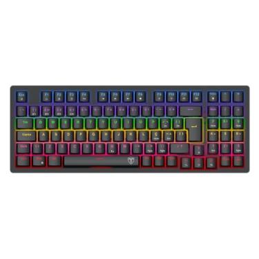 Imagem de Teclado Gamer T-Dagger Holysword Iluminação Rainbow Preto Switch Marrom 1800 Compact T-TGK331-BR