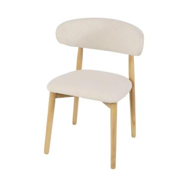 Imagem de Cadeira De Jantar Frida Creme Base Madeira Assento E Encosto Estofado De Linho Para Sala De Estar área Gourmet Creme