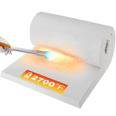 Imagem de Cobertor de isolamento de fibra cerâmica MMasters 61 cm x 30 cm x 2,5 cm, à prova de fogo e resistente ao calor até 1,482 °C, ideal para defletores de fogão a lenha, lareiras, forjas, forjas, fornos