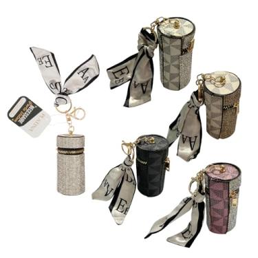 Imagem de BOLSA PORTA BATOM STRASS, PLÁSTICO PVC E EVA 4,7CM X 4,6CM X 9,6CM