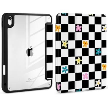 Imagem de Loyrina Capa para iPad mini (A17 Pro, modelo 2024, 7ª geração) / Mini 6 (modelo 2021, 6ª geração) 8,3 polegadas - estampas fofas com capa traseira transparente, suporte magnético Wake Sleep com três