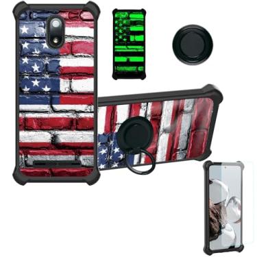 Imagem de jioeuinly Capa para ANS P550 compatível com ANS Artia Sp555D [com protetor de tela de vidro temperado][PC rígido + silicone macio][suporte para anel] [efeito luminoso] YGH-GQ