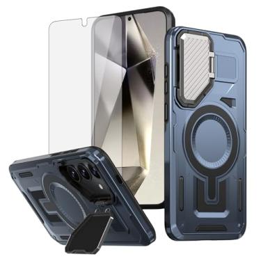 Imagem de Asuwish Capa de celular para Samsung Galaxy S24 Plus S24+ 5G com capa para câmera, protetor de tela de vidro temperado, suporte magnético robusto, protetor de célula híbrida resistente S24plus 24S + S