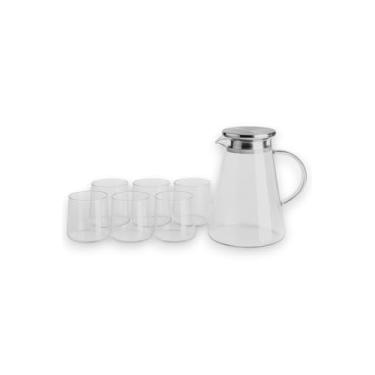 Imagem de Conjunto de Jarra de Vidro Borossilicato com Tampa Inox 1,8L e 6 Copos de 270ml