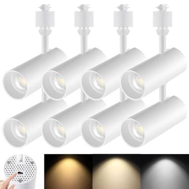 Imagem de AIBISOD Cabeças de iluminação de pista de LED, cabeças de iluminação de pista de 20 W H, 3 cabeças de luz de trilho reguláveis de temperatura de cor luminárias brancas para arte de tarefa de destaque