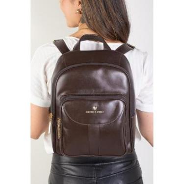 Imagem de Mochila pequena feminina em couro italiano Angelina-Masculino