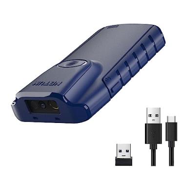 Imagem de NETUM Leitor de código de barras Bluetooth 2D, pequeno leitor de código de barras QR portátil 3 em 1, clipe traseiro de digitalização automática sem fio, funciona com tablet iOS, Android, Windows