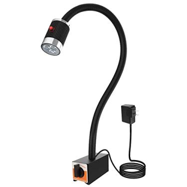 Imagem de Luz de trabalho magnética 12T, luz de máquina de LED, lâmpada de pescoço de ganso flexível de 58 cm com base magnética forte para fresagem de torno e furadeira, iluminação industrial 120V