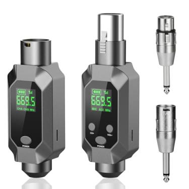 Imagem de VEVARUN Transmissor e receptor XLR sem fio, sistema de microfone UHF sem fio para 80 metros, alcance de 8 horas, bateria, transmissor e receptor sem fio, adaptador de microfone para condensador
