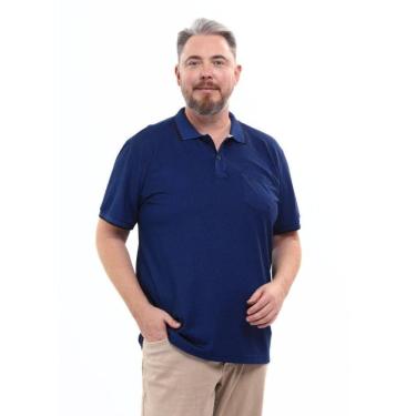 Imagem de Camisa Polo Masculina Plus Size Pique Algodão com Bolso