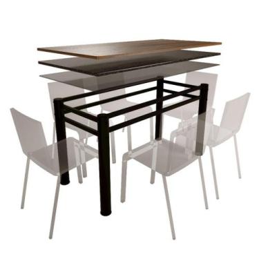 Imagem de Base Para Mesa De Vidro Jantar 6 Lugares Preta Retangular - HomeFull