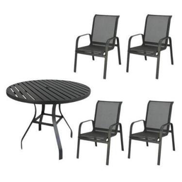 Imagem de Kit Las Vegas 4 Cadeiras + 1 Mesa Aluminio ripado 0,90 Ø Área Externa 