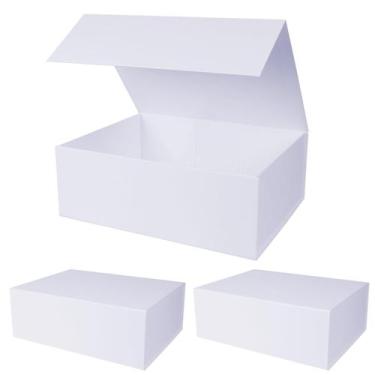Imagem de Caixa de presente Aimyoo branca dobrável com fecho magnético 35x23x11c