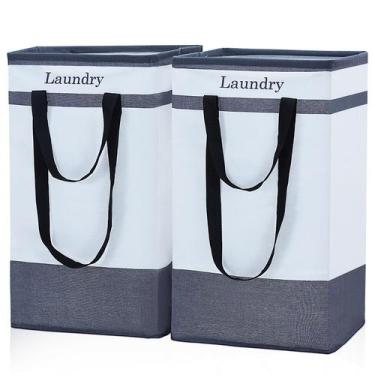 Imagem de Cesto de roupa suja FairyHaus 100L, pacote com 2 alças fáceis de trans