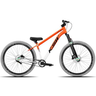 Imagem de Bicicleta KSW do Grau Kit 1x1 Freio Hidráulico Pneus Flame,BRANCO COM LARANJA 2