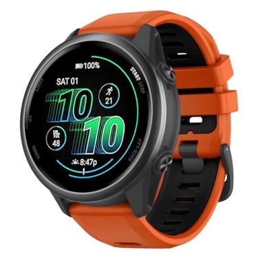 Imagem de OVERSTEP Pulseiras de relógio para Garmin Forerunner 570 47 mm/Forerunner 265/Forerunner 255, pulseira de silicone de 22 mm para smartwatch Venu 3 2/Vivoactive 4, laranja e preta