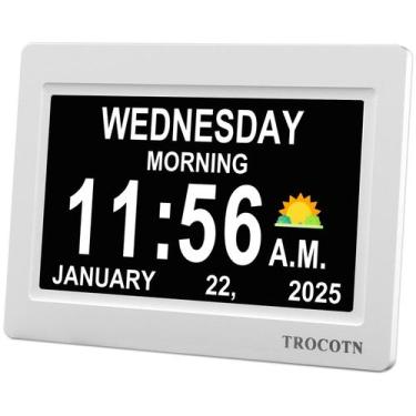 Imagem de Despertador TROCOTN Dementia com calendário e DST automático de 7 pole