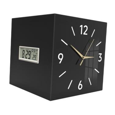 Imagem de WeiLaiKeQi Relógio de parede de canto duplo com ornamento, calendário silencioso, 10 polegadas, relógio decorativo, data, semana, decoração de arte de parede de, Preto