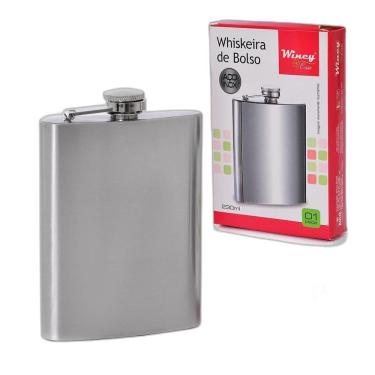 Imagem de Cantil Aço Inox De Bolso 230Ml Whisky Frasco Garrafinha Dose