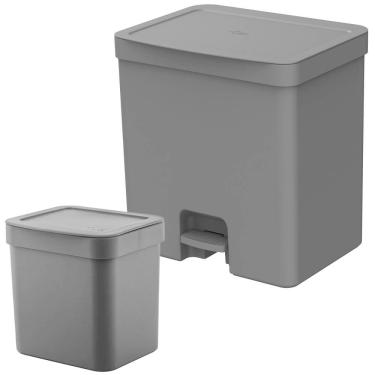 Imagem de Lixeiras para Banheiro e Cozinha Trium Chumbo 20L e 2,5L 2 Peças - Ou