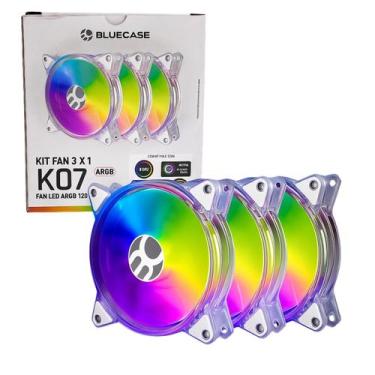 Imagem de Kit 3x Coolers Fan Branco RGB 120mm para PC Gamer 3,4W 39 CFM 1200 RPM