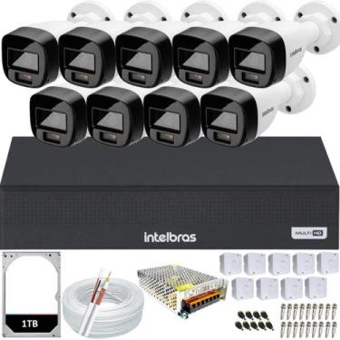 Imagem de Kit 09 Câmeras Bullet 1220 Full Color Intelbras Dvr Mhdx 16ch Hd 1TB c