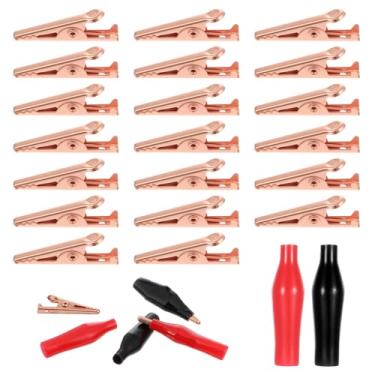 Imagem de Clipes de jacaré pequenos isolados, 20 peças de mini jacaré sem dentes, clipe de teste elétrico, dissipadores de calor de solda, micro clipe com ponta microscópica lisa (preto, vermelho)