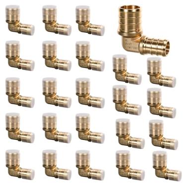 Imagem de Acessórios PEX 1,9 cm x 1,24 cm, 24 peças de conectores de latão redutores de cotovelo sem chumbo para tubo PEX B, certificado NSF UPC, ASTM F1807, compatível com anéis de crimpagem/braçadeira (água