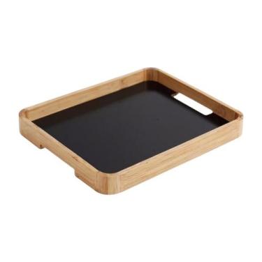 Imagem de Bandeja Retangular Bambu Mdf Basis Com Pegadores Alça Servir - Kadê