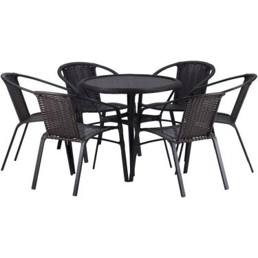 Imagem de Kit 6 Cadeiras Alumínio e Mesa Tampo Varanda Jardim Piscina Jardim Trama