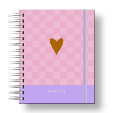 Imagem de Planner 2024 Coleção Flores e Frases/Organizador anual 210Paginas Capa Dura Duo Rosa Caração