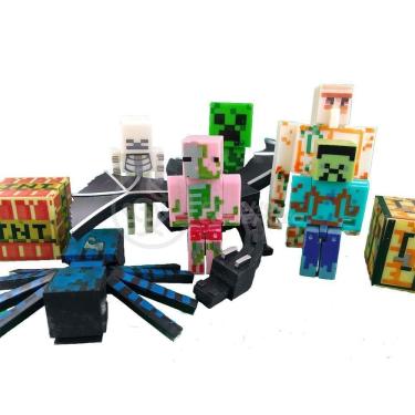 Imagem de Kit Minecraft Dragão 3 Bonecos 1 Creeper 1 Aranha Azul