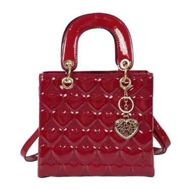 Imagem de DISSONA Bolsas e bolsas para mulheres, moda feminina, couro envernizado, poliuretano, alça superior, bolsa tiracolo, Vermelho grande