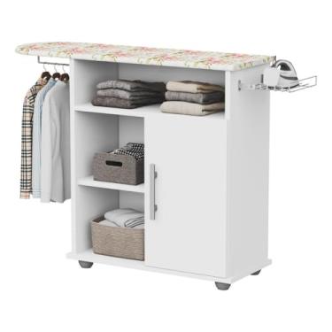 Imagem de Tabua para Passar Roupa com Organizador Prateleiras 1 Porta, Tabua de Passar Roupa Reforçada