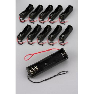 Imagem de Case Suporte Porta Bateria 18650 1 Célula 3.7V com Fio Vermelho e Pret