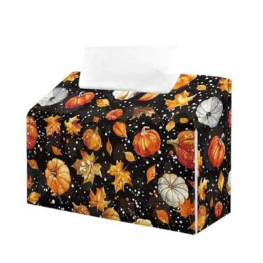 Imagem de Annejudy Capa de toalha de mão descartável de Ação de Graças compatível com toalhas de mão de papel descartáveis, suporte de capa de caixa de lenços de couro para suporte de banheiro, impressão de