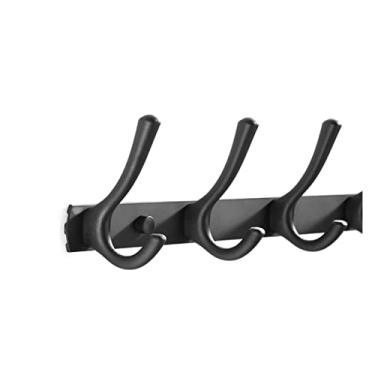 Imagem de Cabide de cabide preto montado na parede, pode pendurar casacos, chapéus, chaves, adequado para pia de banheiro, cozinha, pendurar roupas, chapéu, toalha (tamanho: 5 ganchos) (preto 3 ganchos)
