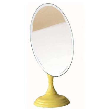 Imagem de WYUYIWH Espelho de maquiagem pequeno, espelho de maquiagem oval de mesa de um lado espelho espelho de maquiagem (cor: F)