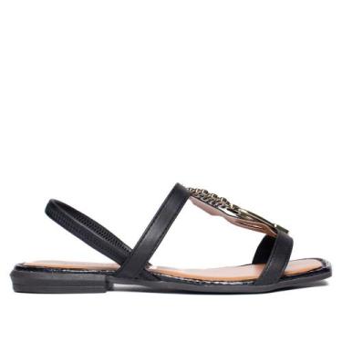 Imagem de Sandália Rasteira Feminina Mississipi Adereço Preto, Preto, 36