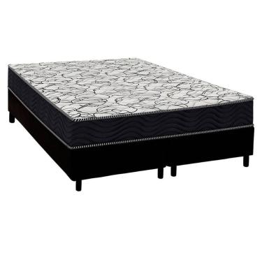 Imagem de Cama Box Queen: Colchão Ortopédico Ortobom D45 Airtech 150 + Base Crc Suede Black (158x...