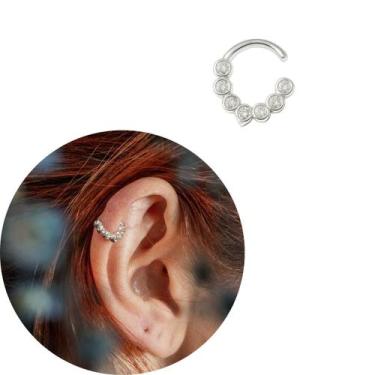 Imagem de Piercing Prata 925 Cravejado Zircônia Septo Helix - Sansara Joias