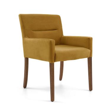Imagem de Poltrona Angel Veludo Mostarda B-279 Base de Madeira - D'Rossi