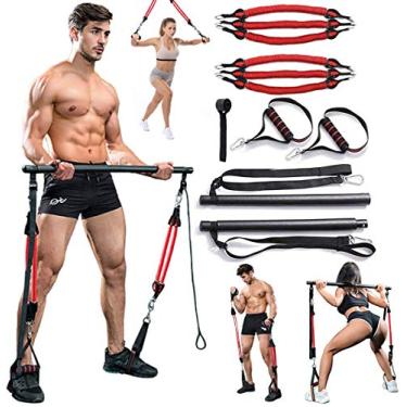 Imagem de Home Gym – Equipamento de treino para exercícios em casa, conjunto de faixas de resistência portátil, máquina de barra, corpo inteiro, kit dinâmico, kit de fitness, treinamento de força com laço para os pés