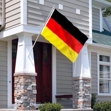 Imagem de Bandeira da Alemanha de 9,5 cm x 1,5 m - Cor vívida e à prova de desbotamento - Cabeçalho de lona e costura dupla - Bandeiras alemãs de poliéster com ilhós de latão 9,5 x 1,5 m