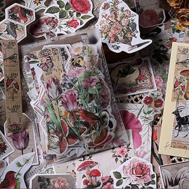 Imagem de 200 peças de papel de fundo vintage, plantas retrô, folhas, flores, borboletas, animais, molduras, papéis decorativos, adesivos Washi para diário, scrapbook, cartas, embrulho de presente