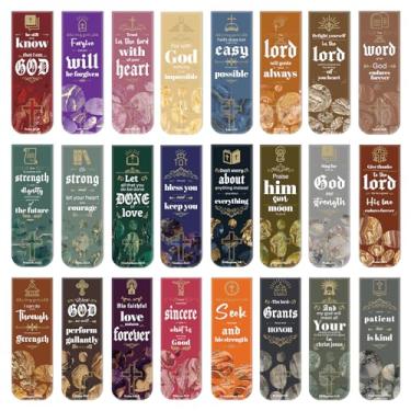 Imagem de 48 marcadores magnéticos de versículos da Bíblia, 24 estilos de marcadores de página com ímã motivacional, clipe de página, presentes para mulheres e homens, material de escritório escolar