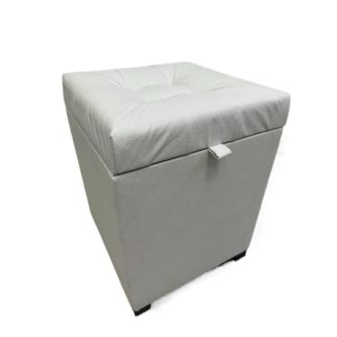 Imagem de Puff Baú Quadrado 1 Lugar Em Mdf Em Suede Puff Sala Banco Pufe Banquetas(Rodízio,Branco Corino)