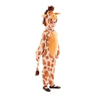 Imagem de Fantasia Girafa Infantil 3 a 8 anos Longa Roupa de Girafa com Capuz Su