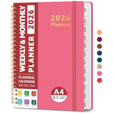 Imagem de Agenda 2026, agenda semanal e mensal, janeiro de 2026 a dezembro de 2026, agenda de calendário de capa dura com abas para mulheres e homens, bolso interno, encadernação espiral, perfeito para